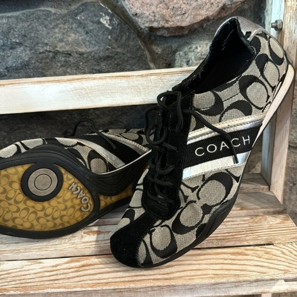 Coach Jayme black and silver‎ sneakers size 7.5 - Picture 2 of 10